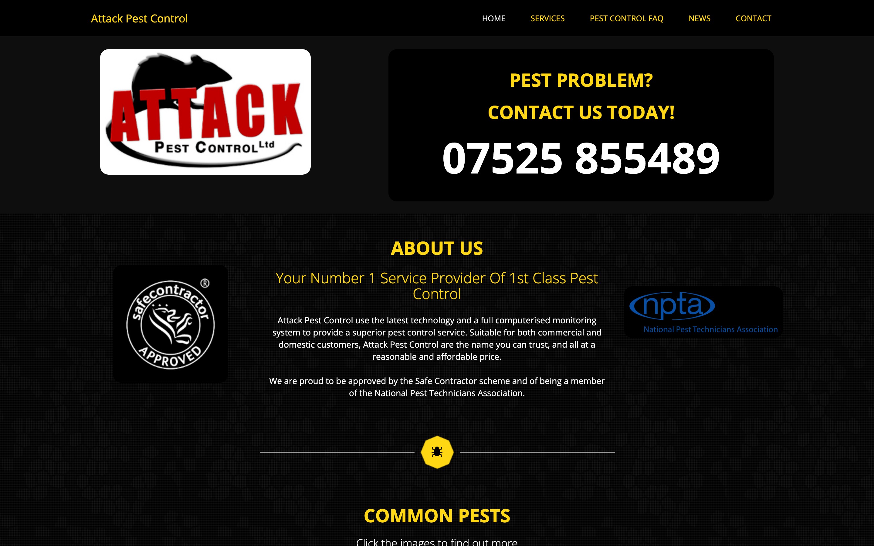 Attack Pest Control homepage