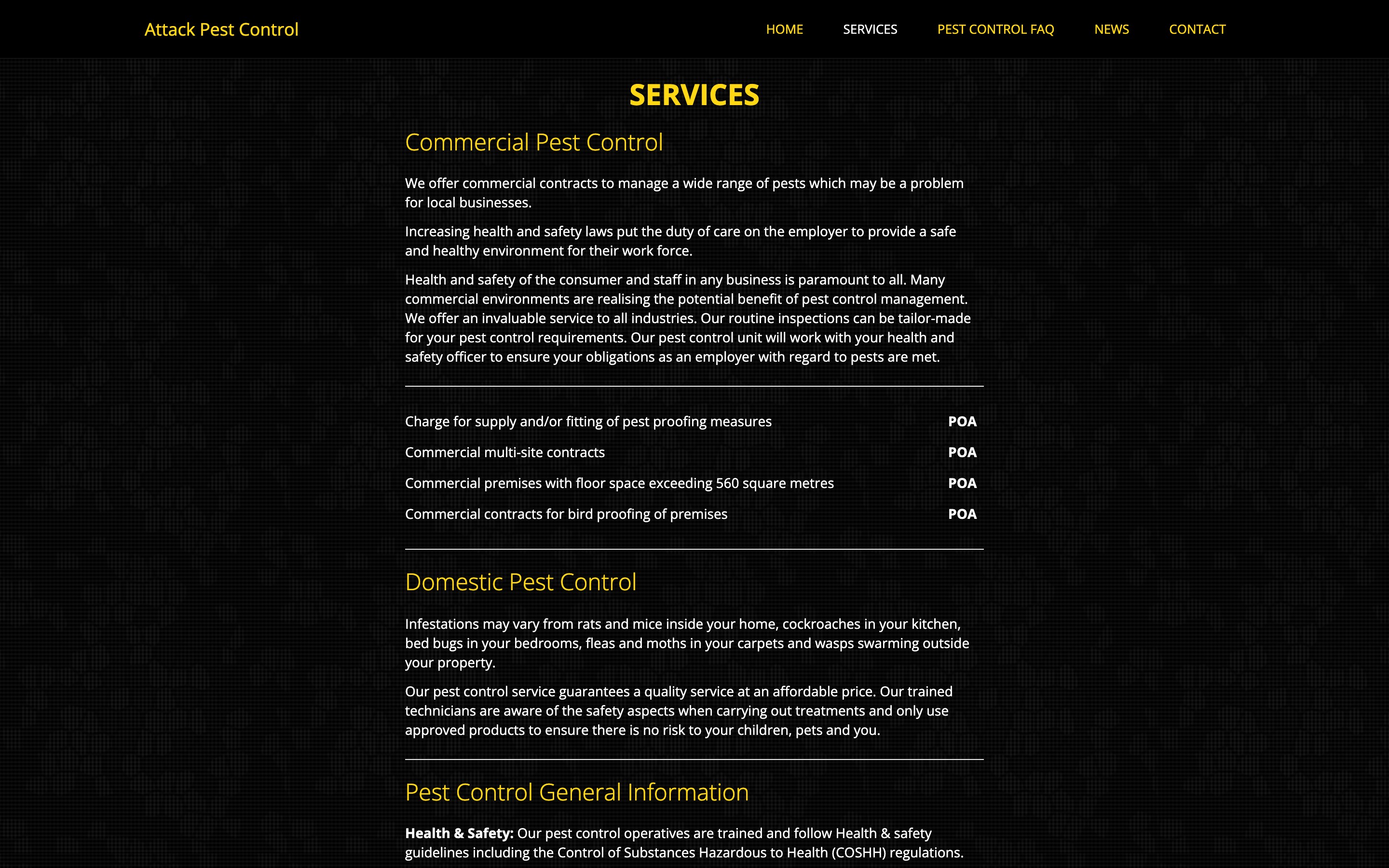 Service landing page